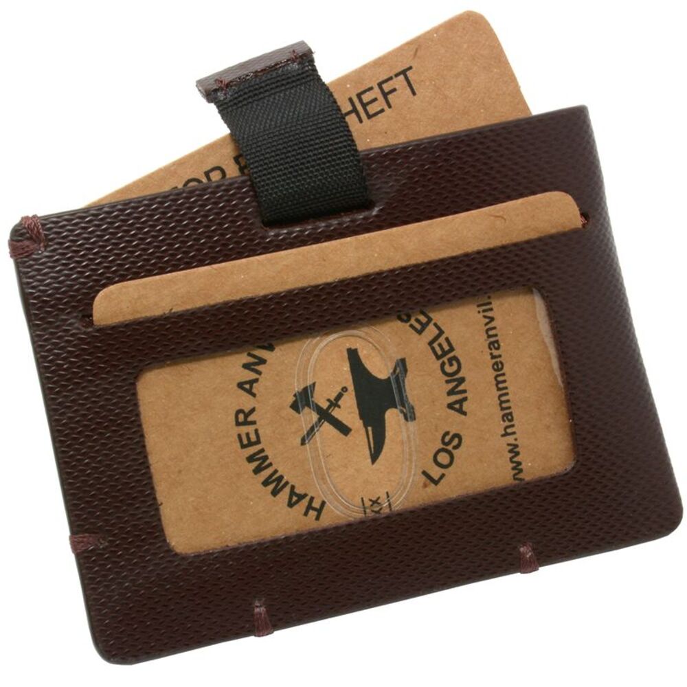 Hammer Anvil Mens Minimalist Front Pocket Wallet RFID Safe Leather Easy Pull Tab